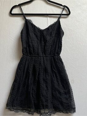 Abercrombie & Fitch Black Lace Overlay Spaghetti Strap Mini Dress XSP